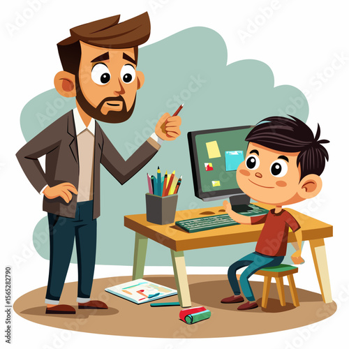 teacher with a blackboard