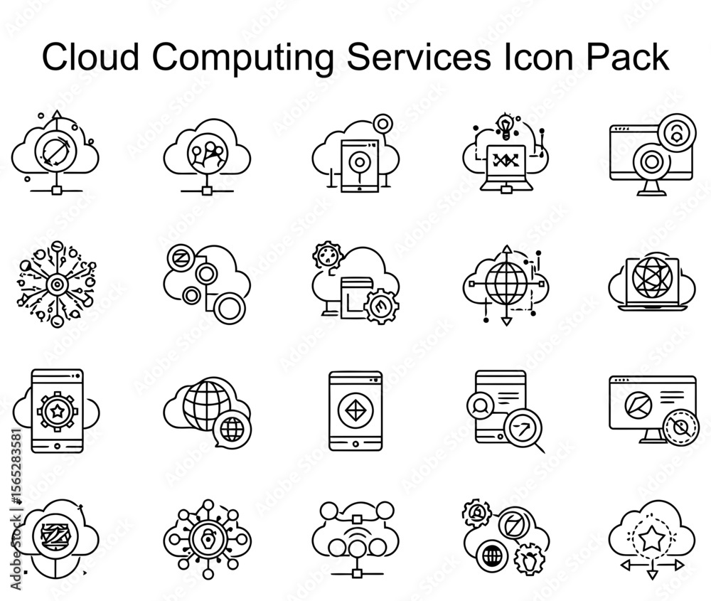 Fototapeta premium Cloud Computing Services Icon Pack
