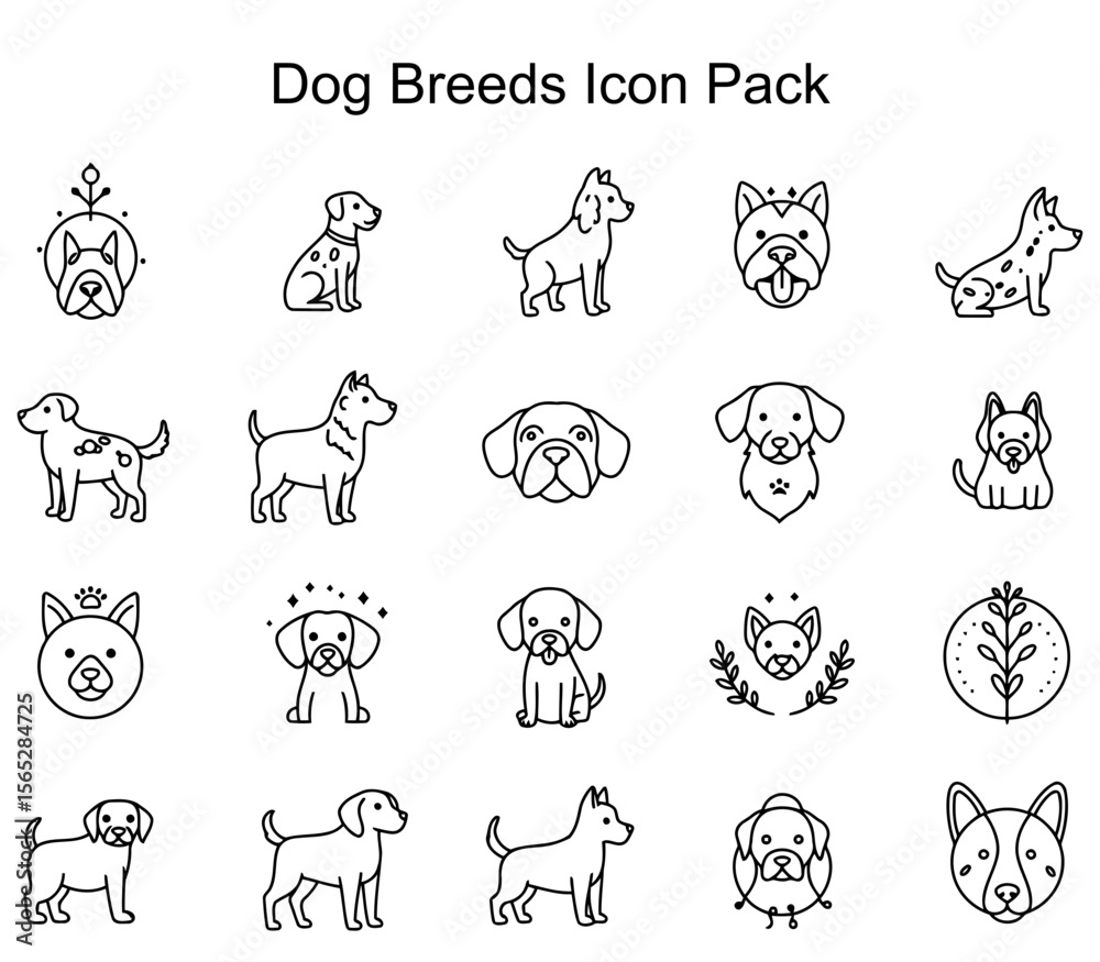Obraz premium Dog Breeds Icon Pack