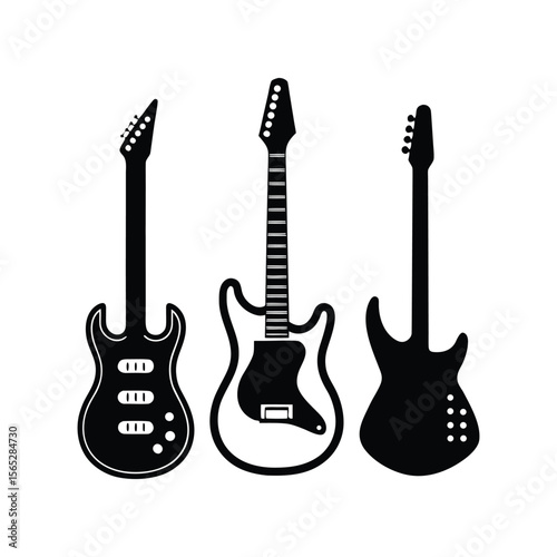 Electric Guitars Three Classic Styles - Solid Body, Single Cut, and Double Cut
