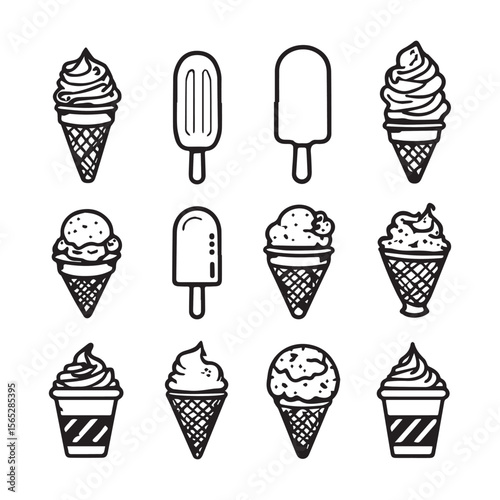 ice cream cone silhouette vector set, ice cream cone icon bundle