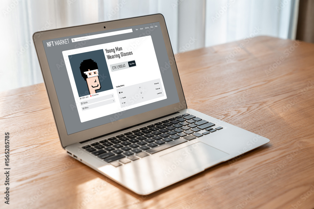 Fototapeta premium NFT marketplace provide modish sale channel for digital artist to sell their works online on the internet network