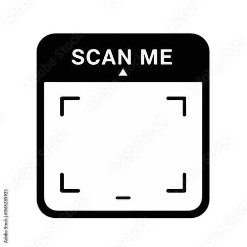 "Scan Me" QR Code Frame / Scanner Icon. "Scan Me" icon with blue border and red markers, creating a frame for QR codes or barcodes. Ideal for digital interaction.