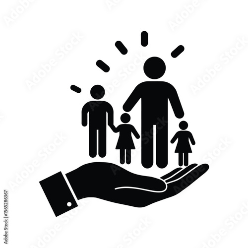 Family Protection Icon Secure Family in a Caring Hand  Safe Secure and Protected