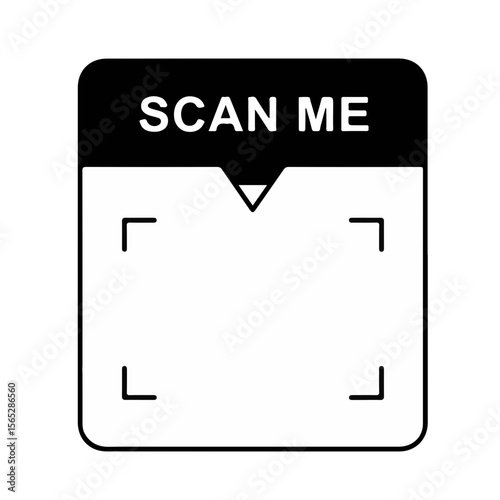 "Scan Me" QR Code Frame / Scanner Icon. "Scan Me" icon with blue border and red markers, creating a frame for QR codes or barcodes. Ideal for digital interaction.