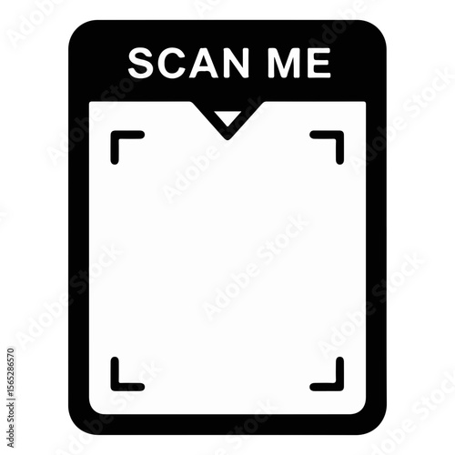 "Scan Me" QR Code Frame / Scanner Icon. "Scan Me" icon with blue border and red markers, creating a frame for QR codes or barcodes. Ideal for digital interaction.