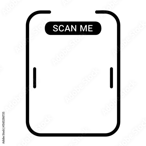 "Scan Me" QR Code Frame / Scanner Icon. "Scan Me" icon with blue border and red markers, creating a frame for QR codes or barcodes. Ideal for digital interaction.