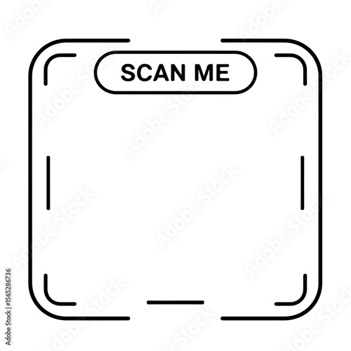 "Scan Me" QR Code Frame / Scanner Icon. "Scan Me" icon with blue border and red markers, creating a frame for QR codes or barcodes. Ideal for digital interaction.