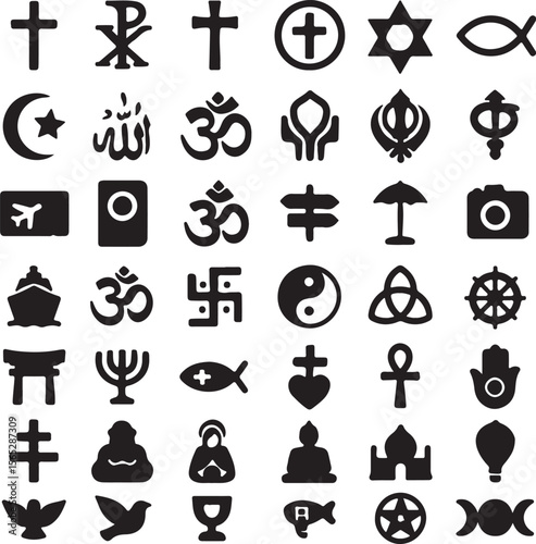 World religious icon vector with white background
