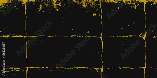Dark grunge background with top gold smudge and grid-like square crack lines.