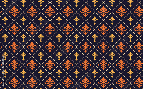  Seamless Elegant Fleur-de-Lis Pastel Diamond Decorative Background.