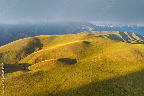 Aerial view of golden hills in Jujuy, Argentina
