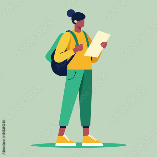 Vector illustration of a business person in a suit holding a clipboard