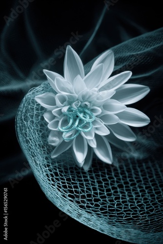 Wallpaper Mural A white flower sitting on top of a blue net Torontodigital.ca
