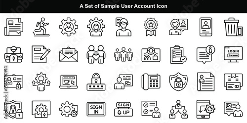 User Account Line Icons Set