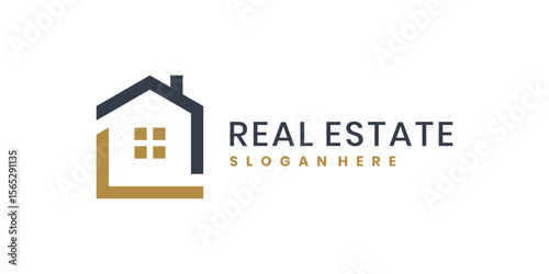 Minimalist real estate logo design with house icon