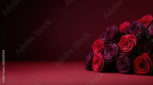 Wallpaper Mural A bunch of red and purple roses on a red surface Torontodigital.ca