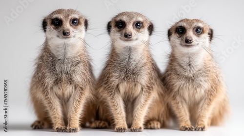 Wallpaper Mural Three meerkats are sitting in a row looking at the camera Torontodigital.ca