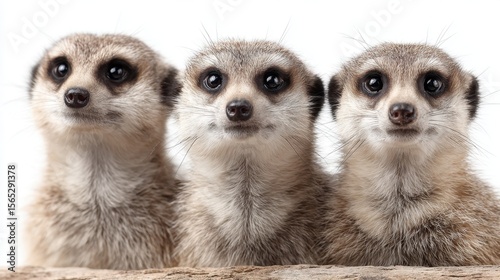 Wallpaper Mural Three meerkats looking at the camera with a white background Torontodigital.ca