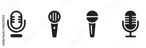 Microphone Icons set. variant microphone icon. Karaoke mic. Podcast microphone. Microphone icon set. Different microphone collection. Vector eps 10