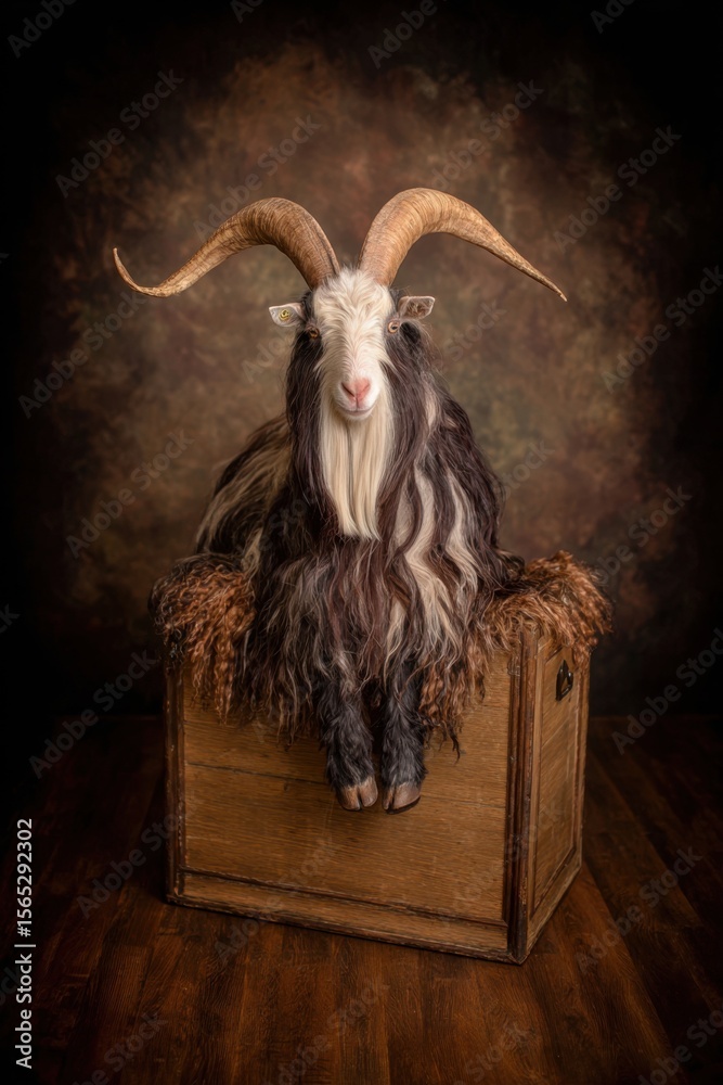 custom made wallpaper toronto digitalA goat sitting on top of a wooden box