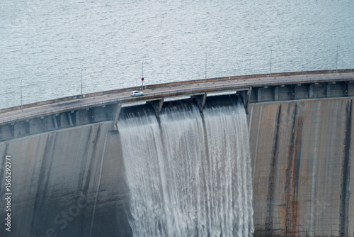 Atazar dam releasing water after heavy rain in Madrid