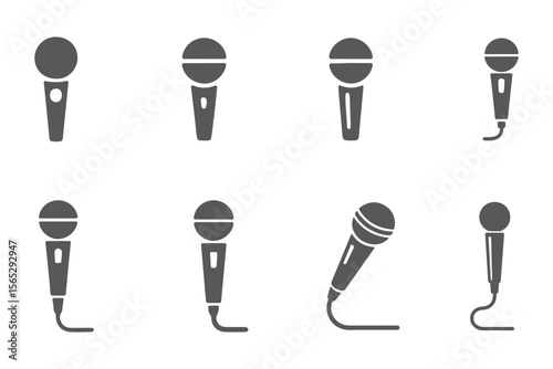Microphone Icons set. variant microphone icon. Karaoke mic. Podcast microphone. Microphone icon set. Different microphone collection. Vector eps 10