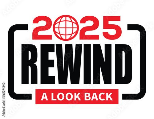 2025 year rewind isolated on black background. Creative design. 2025 A look back 