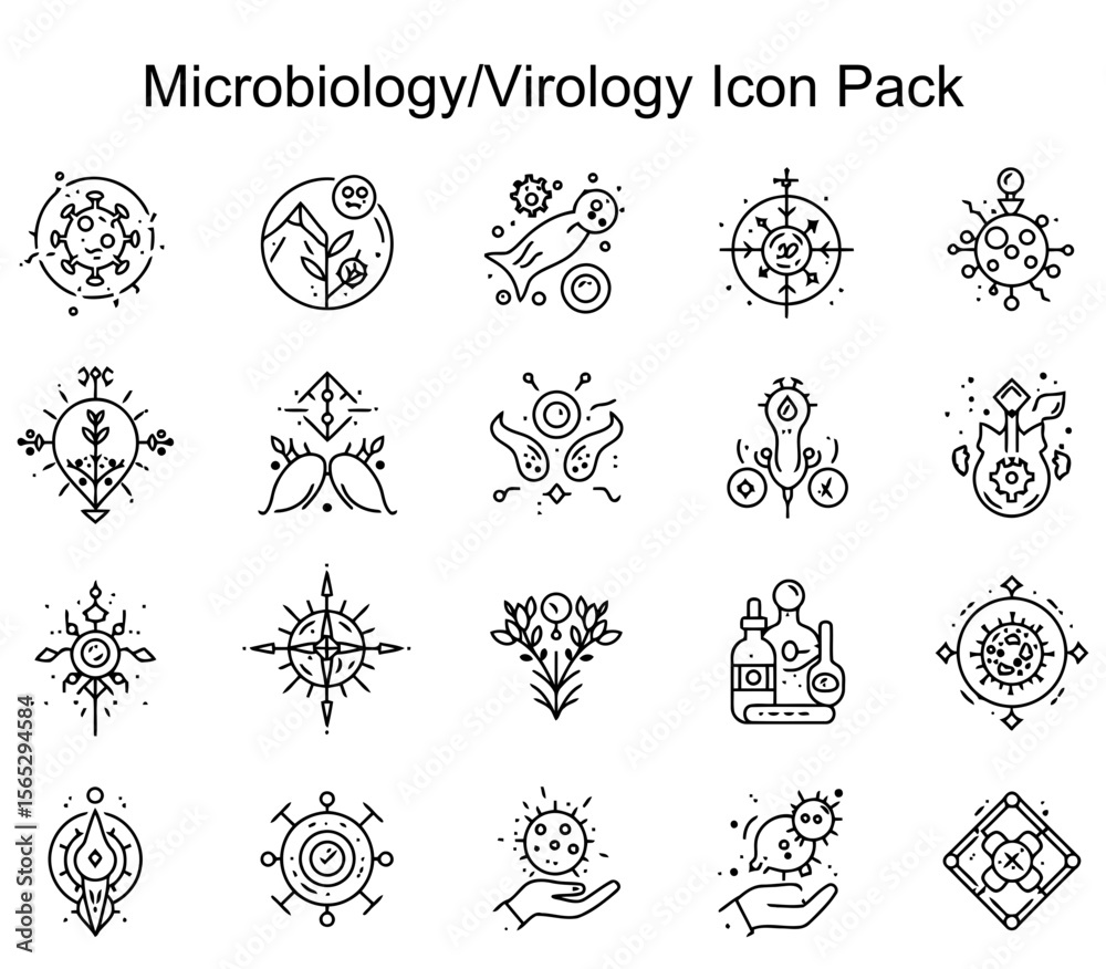 Obraz premium Microbiology/Virology Icon Set