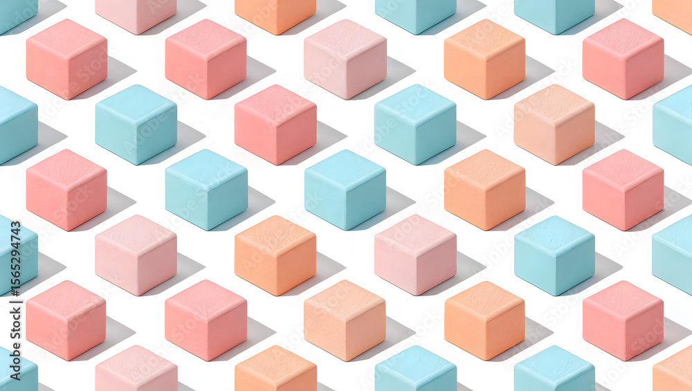 Obraz premium 3D pastel cube pattern on white background