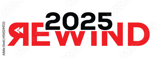 2025 year rewind isolated on black background. Creative design.