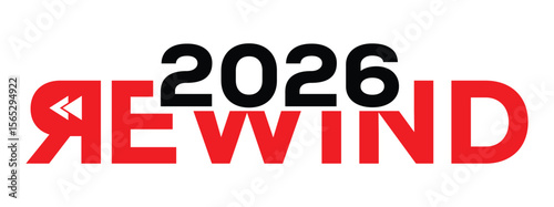 2026 year rewind isolated on black background. Creative design.