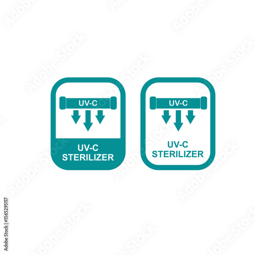 UV-C sterilizer logo for disinfection and germicidal technology, ideal for medical, health, and hygiene products. Clean, modern vector icon.