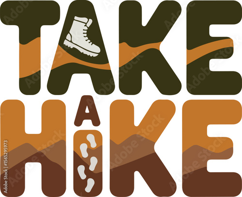 "Take a Hike," symbolizing the thrill of hiking, outdoor adventures logo isolated transparent vector