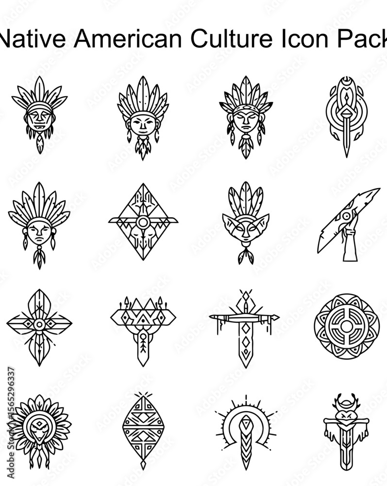 Fototapeta premium Native American Culture Icon Pack