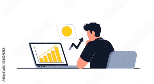 A person analyzing financial data on a laptop, contemplating market trends.