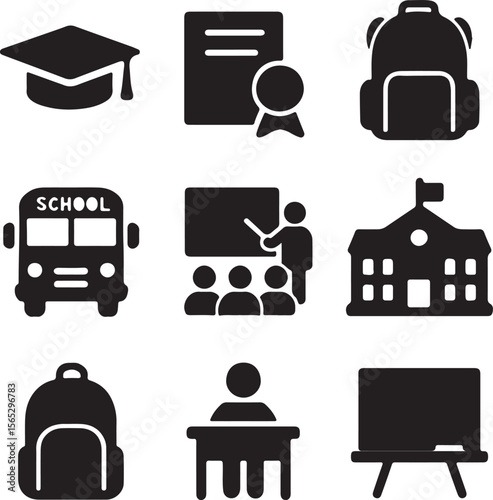 Back to School Essential Icons for Education