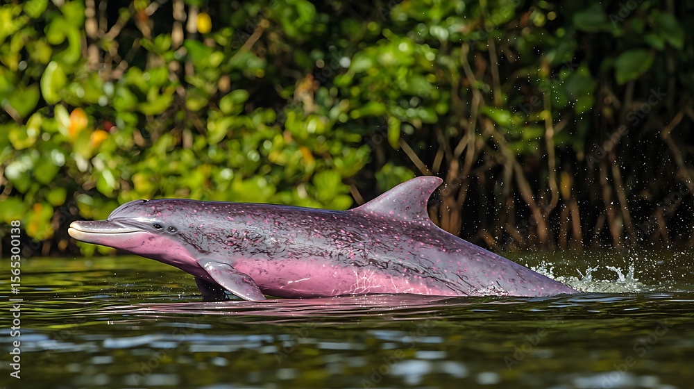 Fototapeta premium Pink river dolphin leaping