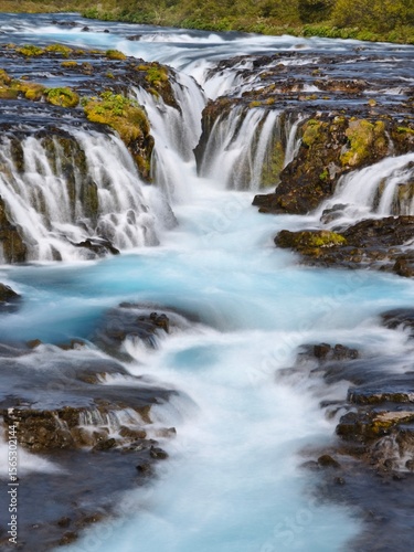 Beautiful blue cascade waterfall in Iceland
