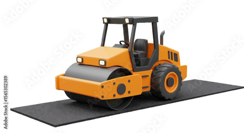 yellow bulldozer isolated on white