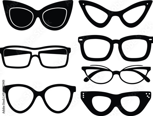 Vector art of assorted eyeglasses isolated on transparent background