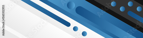 Blue, grey and black geometric abstract banner. Hi-tech vector background, vector illustration eps10