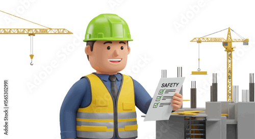 portrait of a construction worker with blue print 
