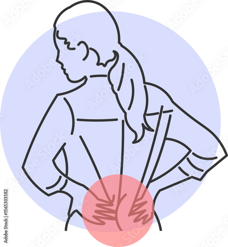 Minimalist Illustration of a Woman with Severe Lower Back Pain