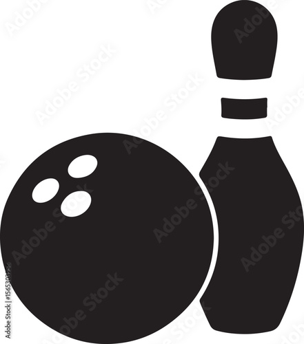 Bowling Ball and Pin Icon Sport, Game, Leisure, Recreation, Competition