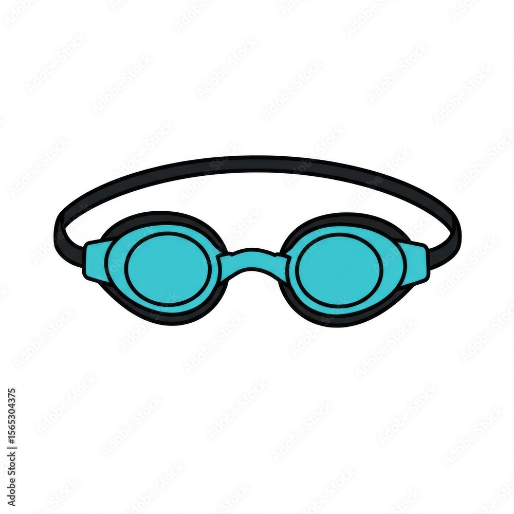 Fototapeta premium Teal Swimming Goggles Illustration