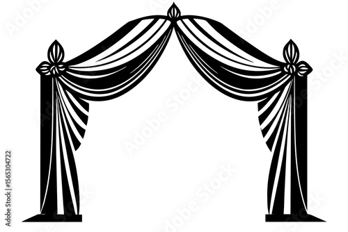 Wedding Arch Silhouette – Elegant Floral Draped Ceremony Decor Vector