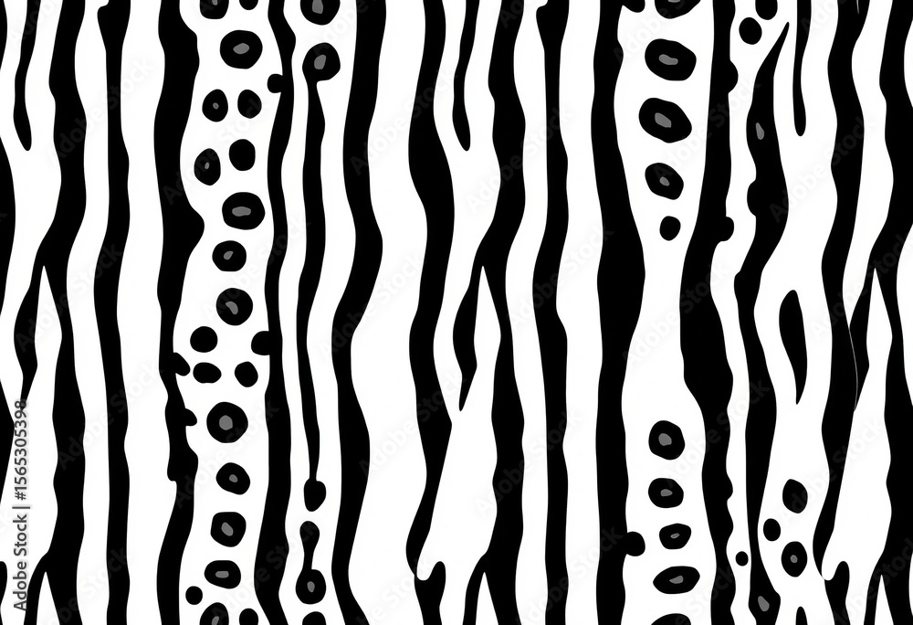 Abstract black and white zebra and leopard skin patchwork wallpaper vector seamless pattern, design, decor Abstract black and white zebra and leopard skin patchwork wallpaper vector seamless pattern, design, decor