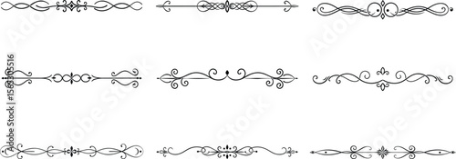 Vector art of set of elegant floral borders and dividers isolated on transparent background