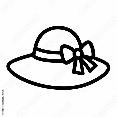 Wide-brimmed hat with ribbon. Sun protection gear